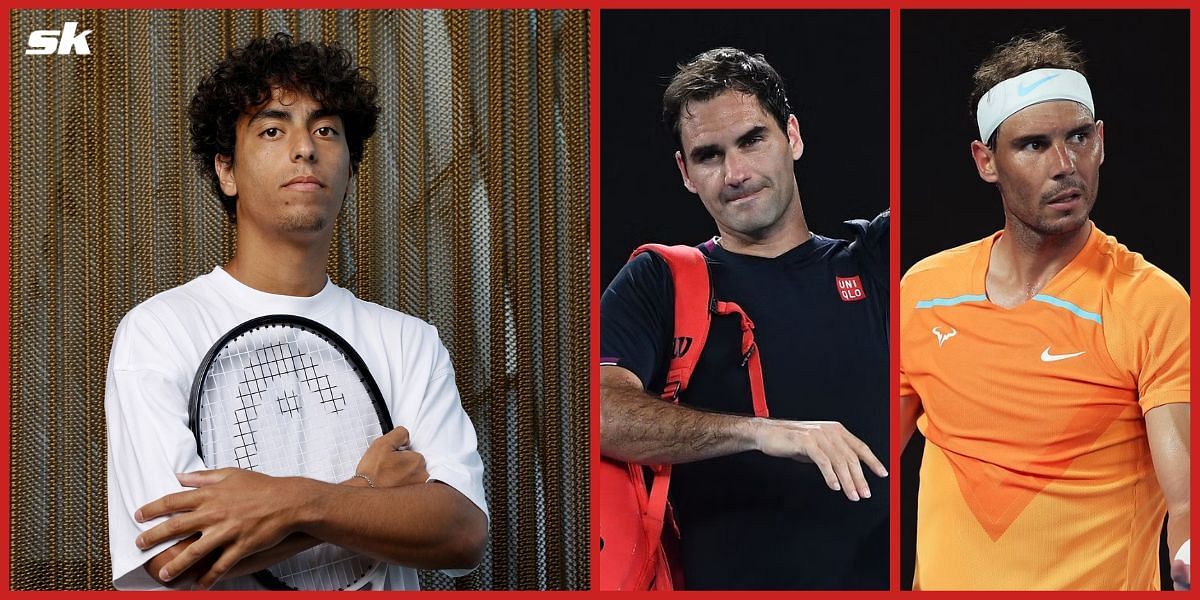 Abdullah Shelbayh, Roger Federer and Rafael Nadal.