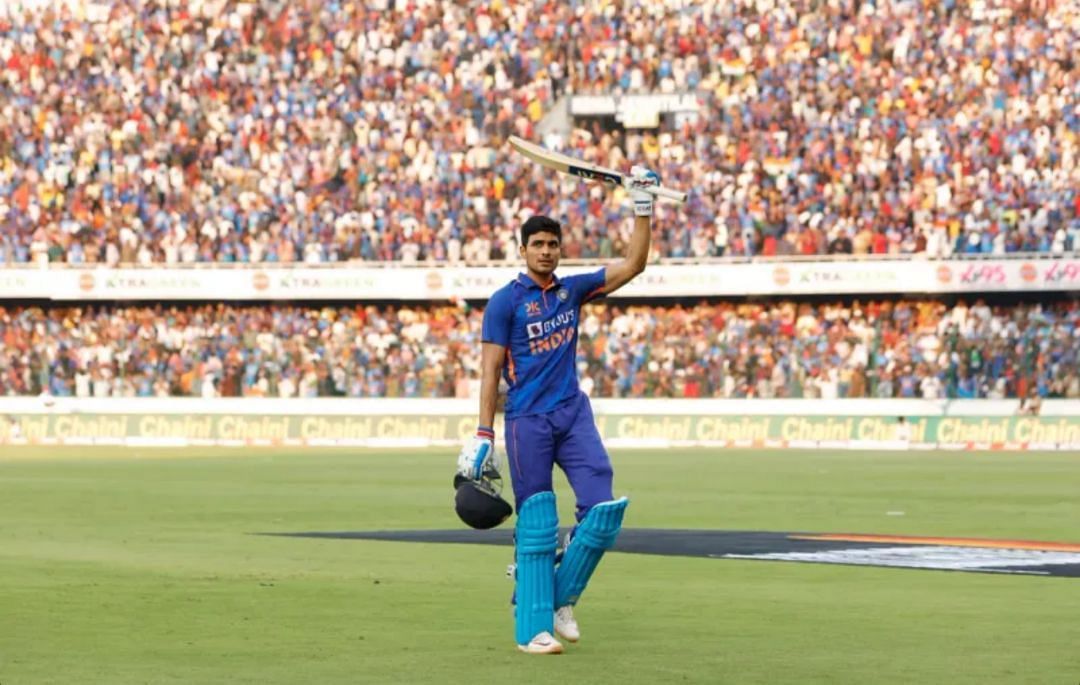Shubman Gill after his 208 vs New Zealand in Hyderabad [Getty Images]