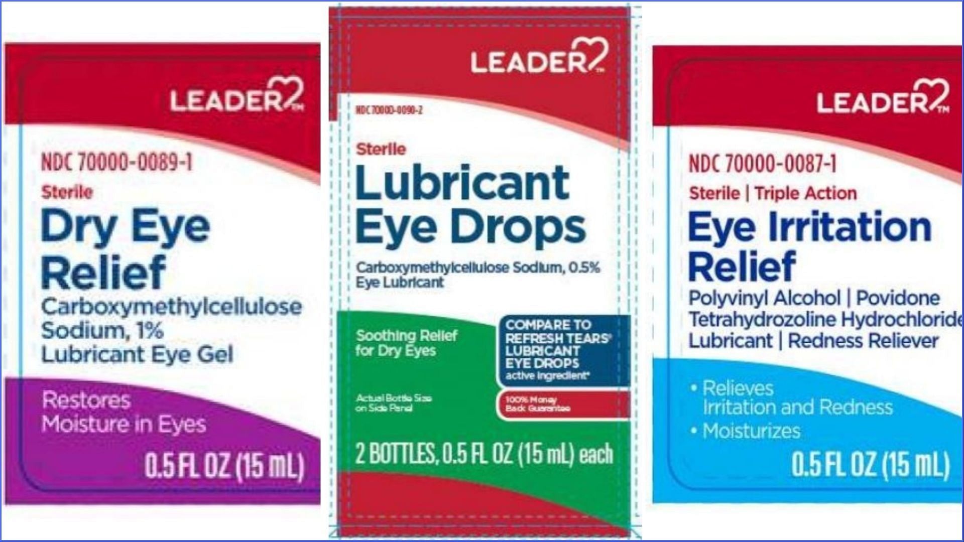 The recalled eye drop products were sold as OTC drugs to cure eye irritation and other similar problems (Image via FDA)