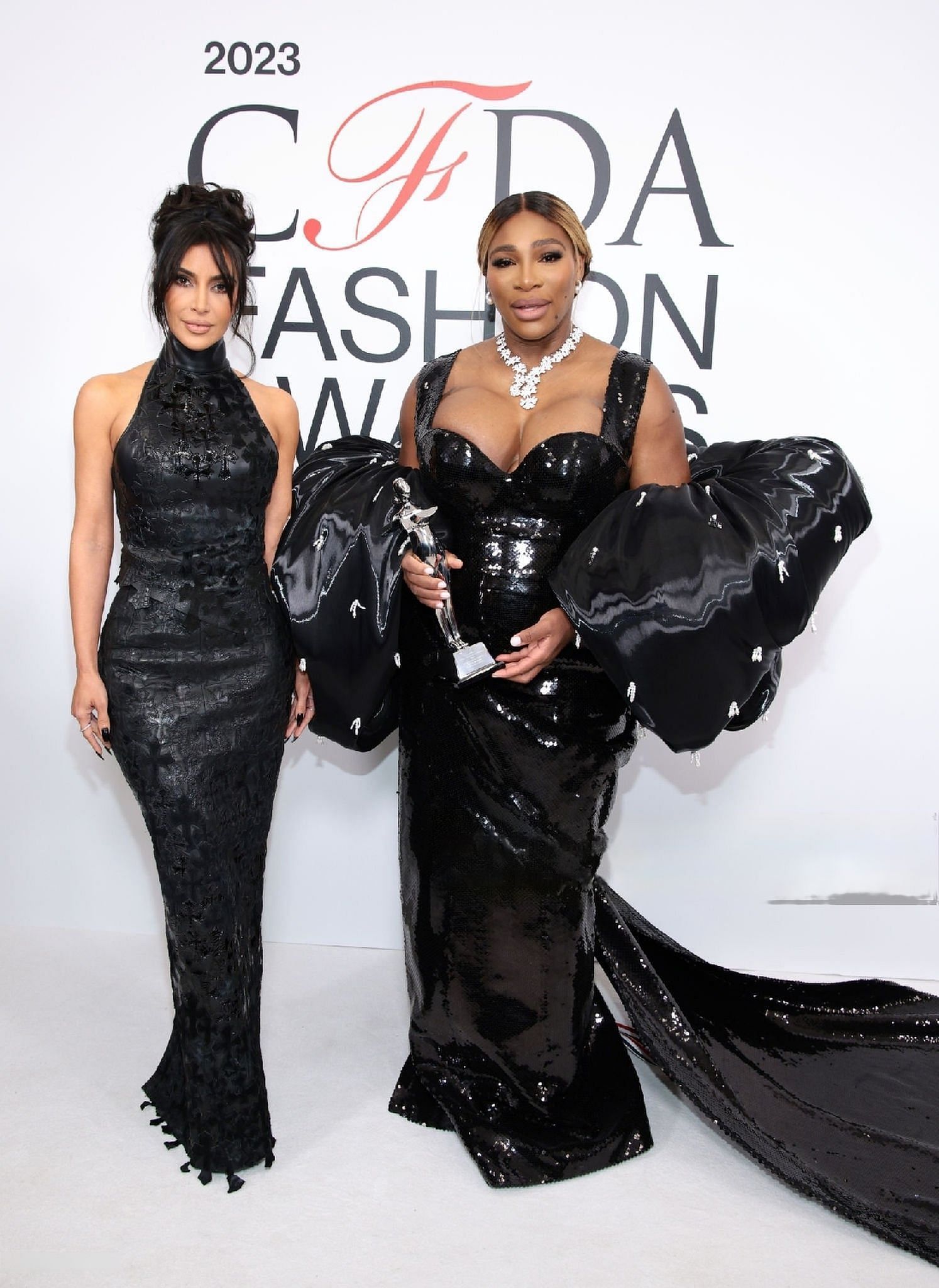 Serena Williams and Kim Kardashian at the 2023 CFDA Fashion Awards via Getty Images