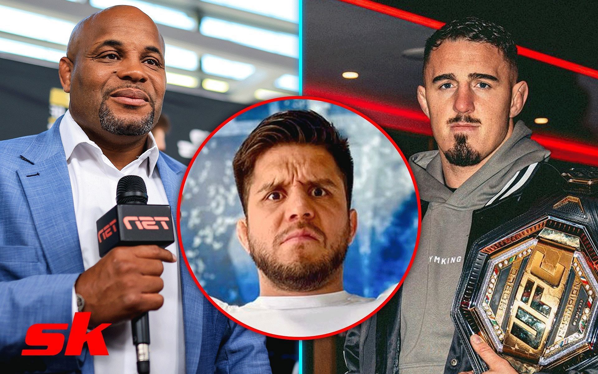 Daniel Cormier (left) Henry Cejudo (centre) Tom Aspinall (left) [Image courtesy Getty Images, @tomaspinallofficial @henry_cejudo on Instagram]