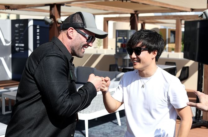 Watch: Jason Statham surprises Yuki Tsunoda before the F1 Abu Dhabi GP
