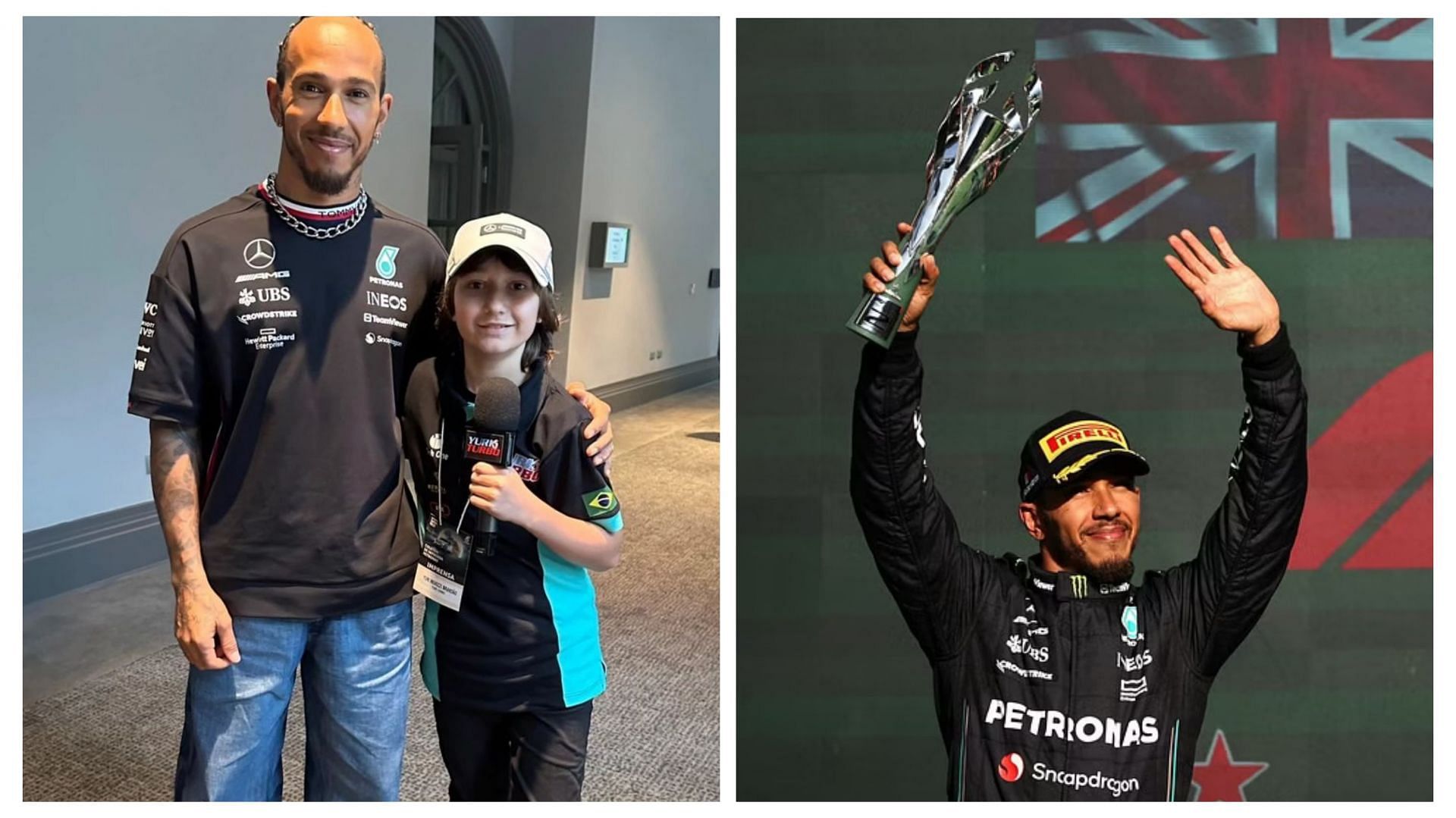 Young fan delighted upon meeting Lewis Hamilton in Brazil