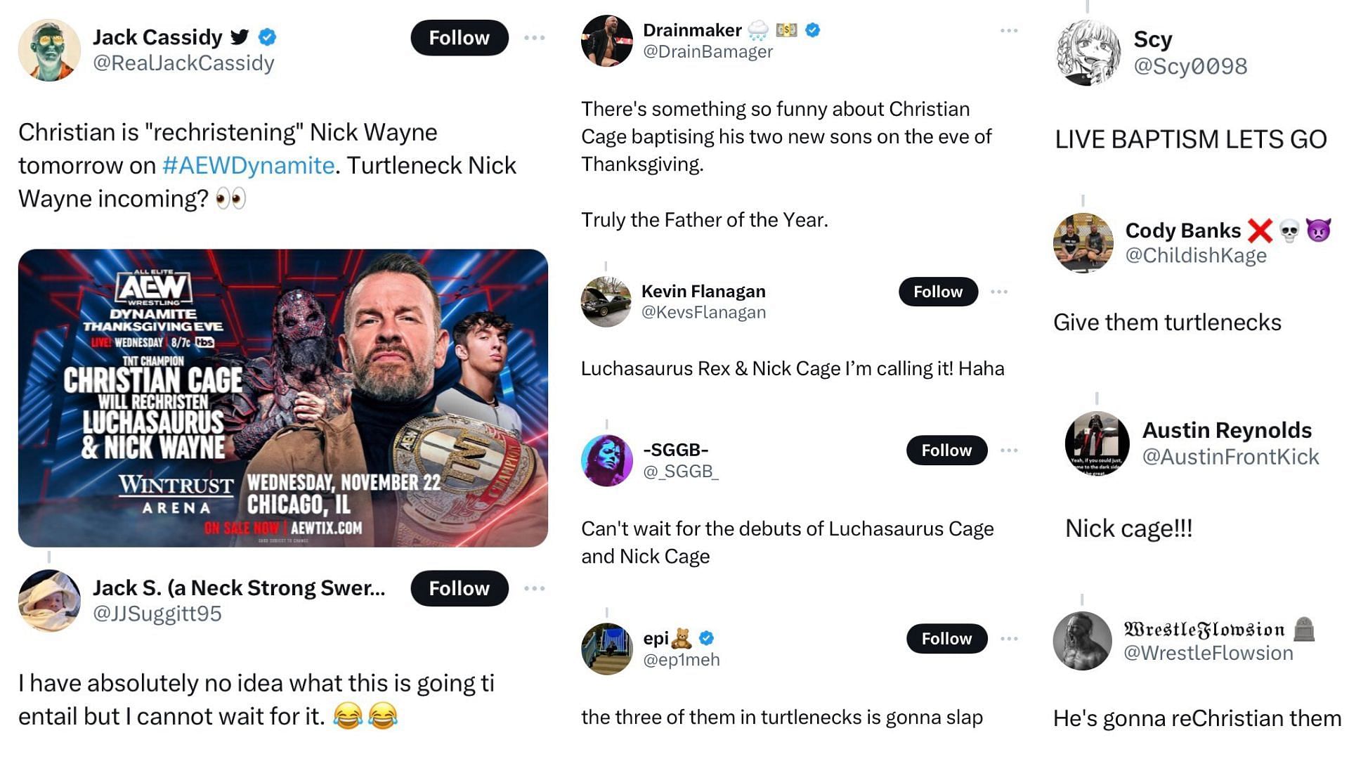 Fans are excited to see Christian Cage on AEW Dynamite