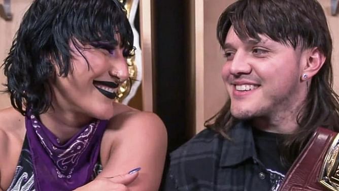 Rhea Ripley reacts to a fan art of her kissing Dominik Mysterio, sends a one-word message