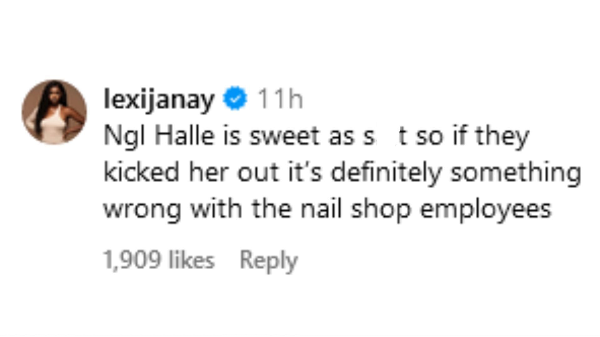 Netizens support Halle (Image via Instagram/@lexijanay)