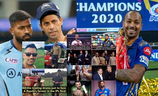 "All this trading drama just to face a Ranchi's farmer in IPL final" - Top 10 funny memes after MI trade Hardik Pandya from GT