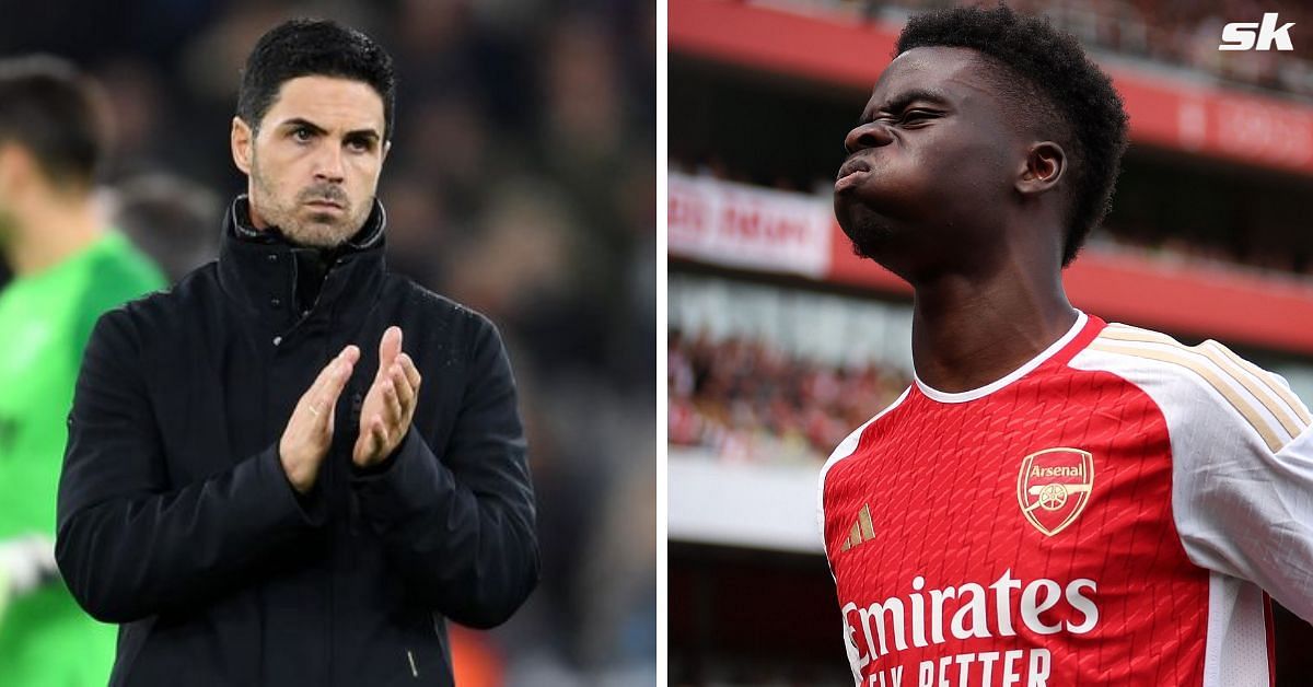 Arsenal manager Mikel Arteta (left) and attacker Bukayo Saka