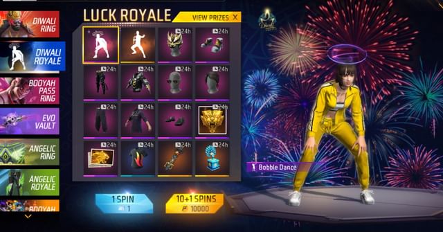 New Diwali Royale 2 in Free Fire: Get Kongfu and Bobble Dance emotes