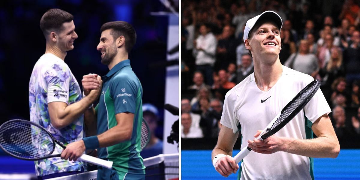 Hubert Hurkacz, Novak Djokovic, and Jannik Sinner