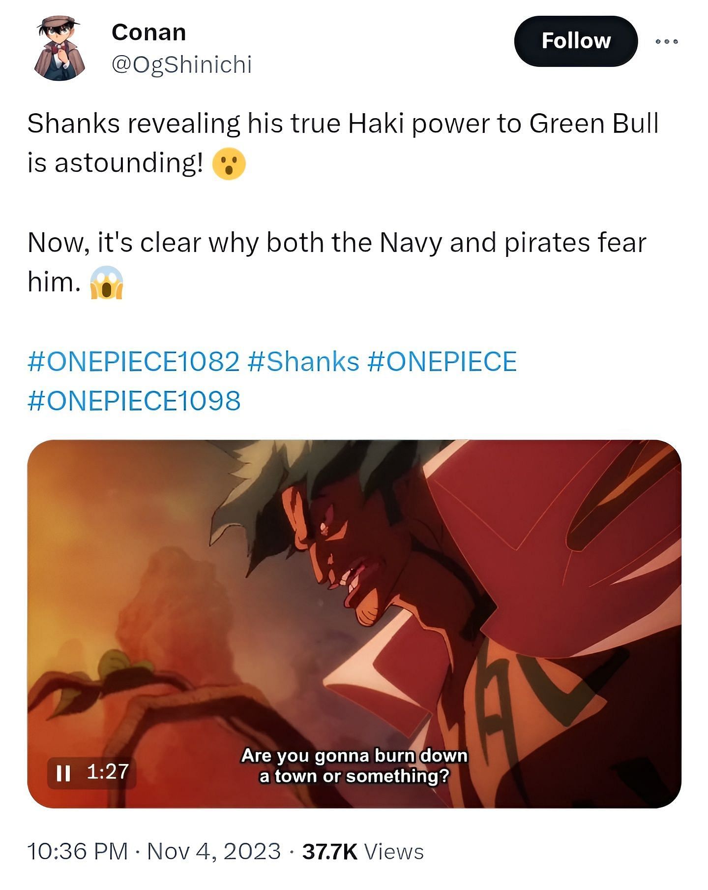 Shanks had a great display (Image via Twitter)