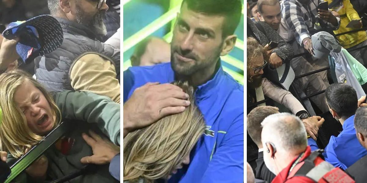 Novak Djokovic rescued a little girl from the swarming crowd in the aftermath of his 2023 Paris Masters title (Picture Credits: WeLoveTennis France)