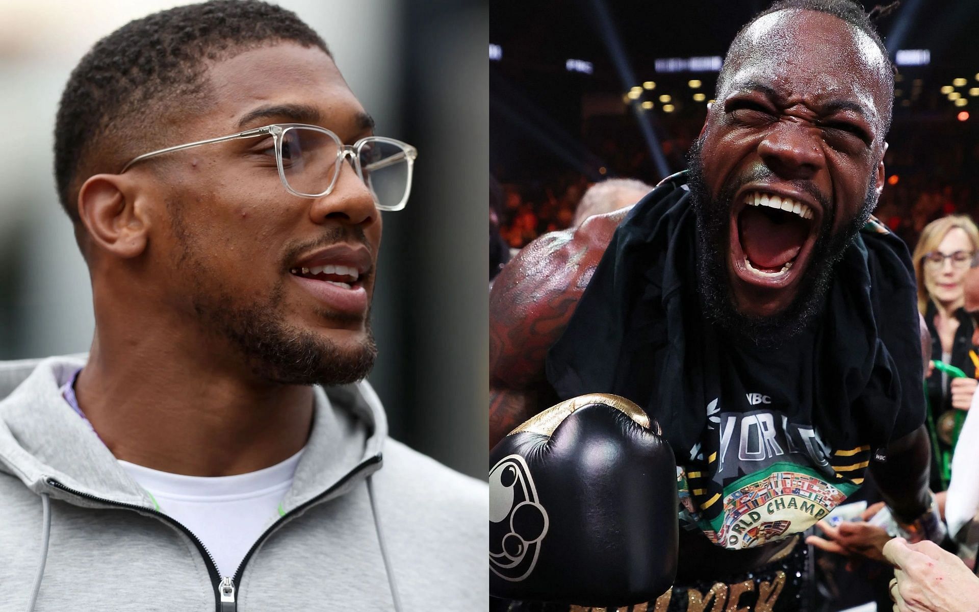 Anthony Joshua (L), and Deontay Wilder (R).