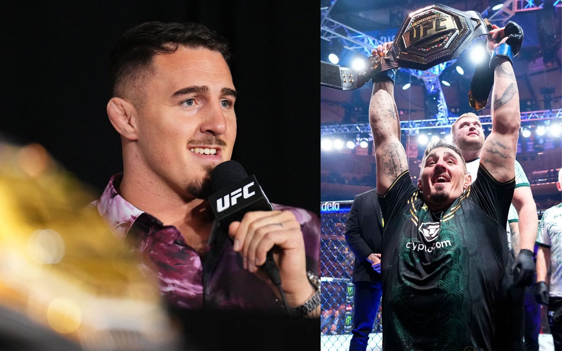 Tom Aspinall (left) and Aspinall at UFC 295 (right) [Images Courtesy: @GettyImages]