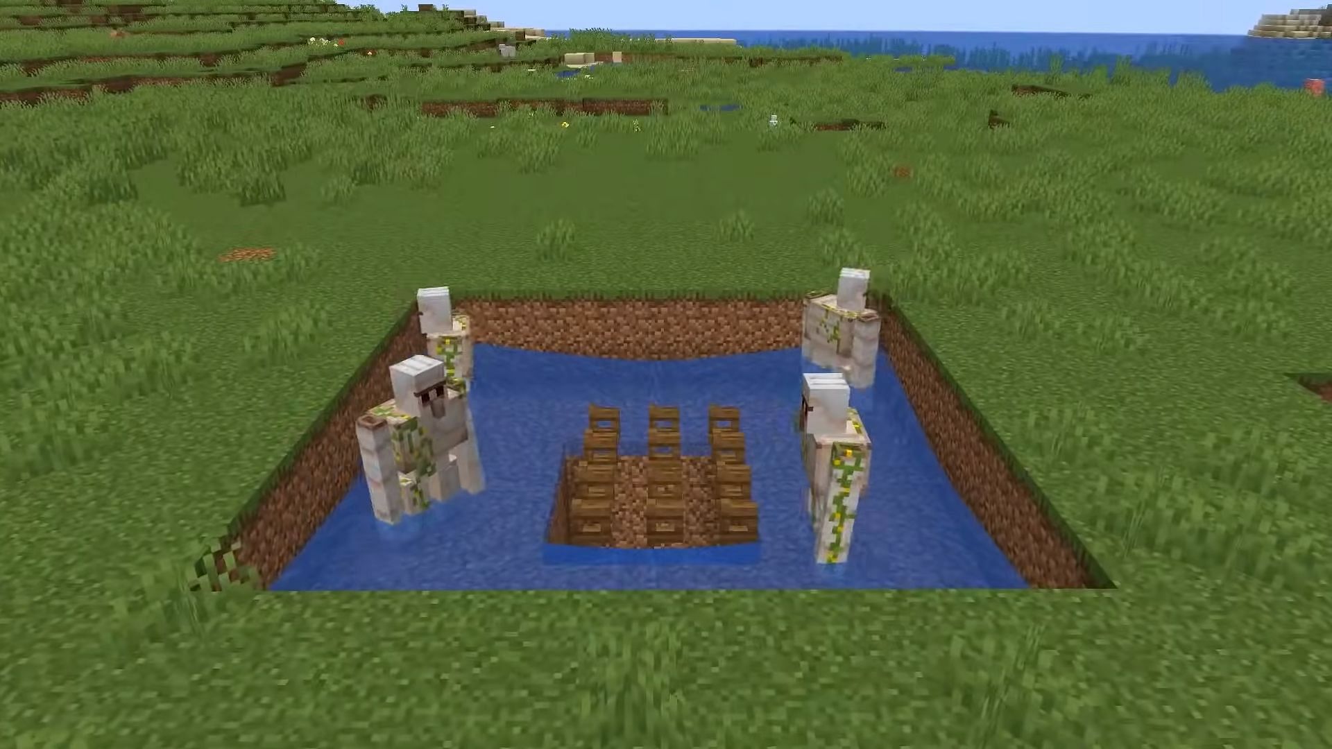 This is a bigger underground iron farm to yield more iron ingots in Minecraft 1.20 (Image via YouTube/Voltrox)