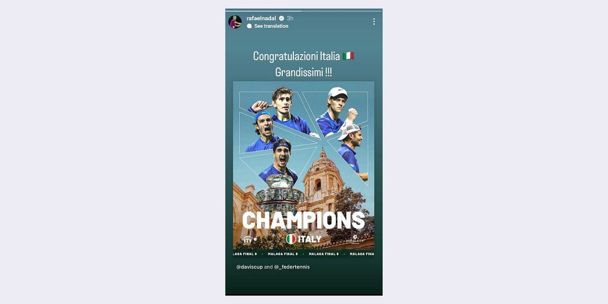 Nadal&#039;s Instagram story