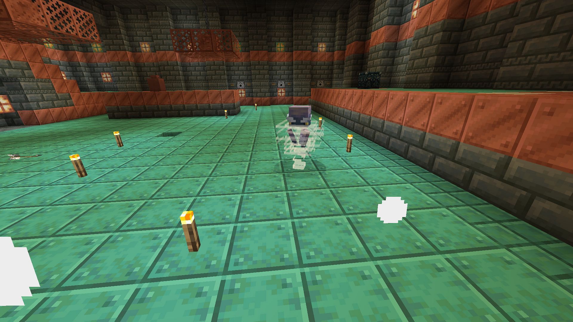 A wind charge projectile can be deflected just like ghast&#039;s fireball in Minecraft (Image via Mojang)
