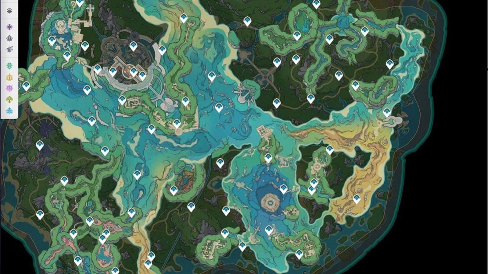 Fontaine underwater map view (Image via HoYoverse)
