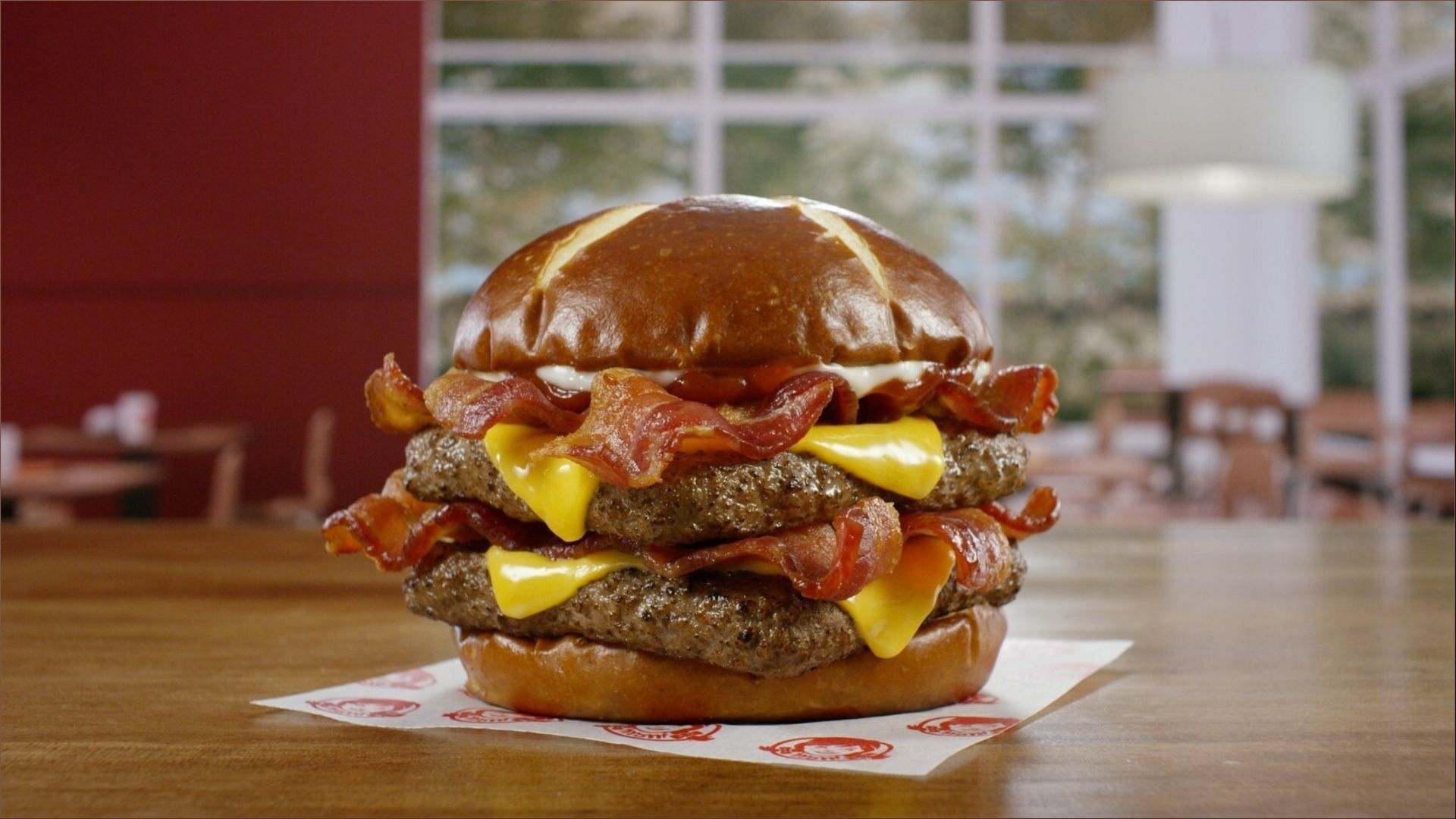 The Pretzel Baconator hit stores nationwide on November 28 (Image via Wendy&rsquo;s)