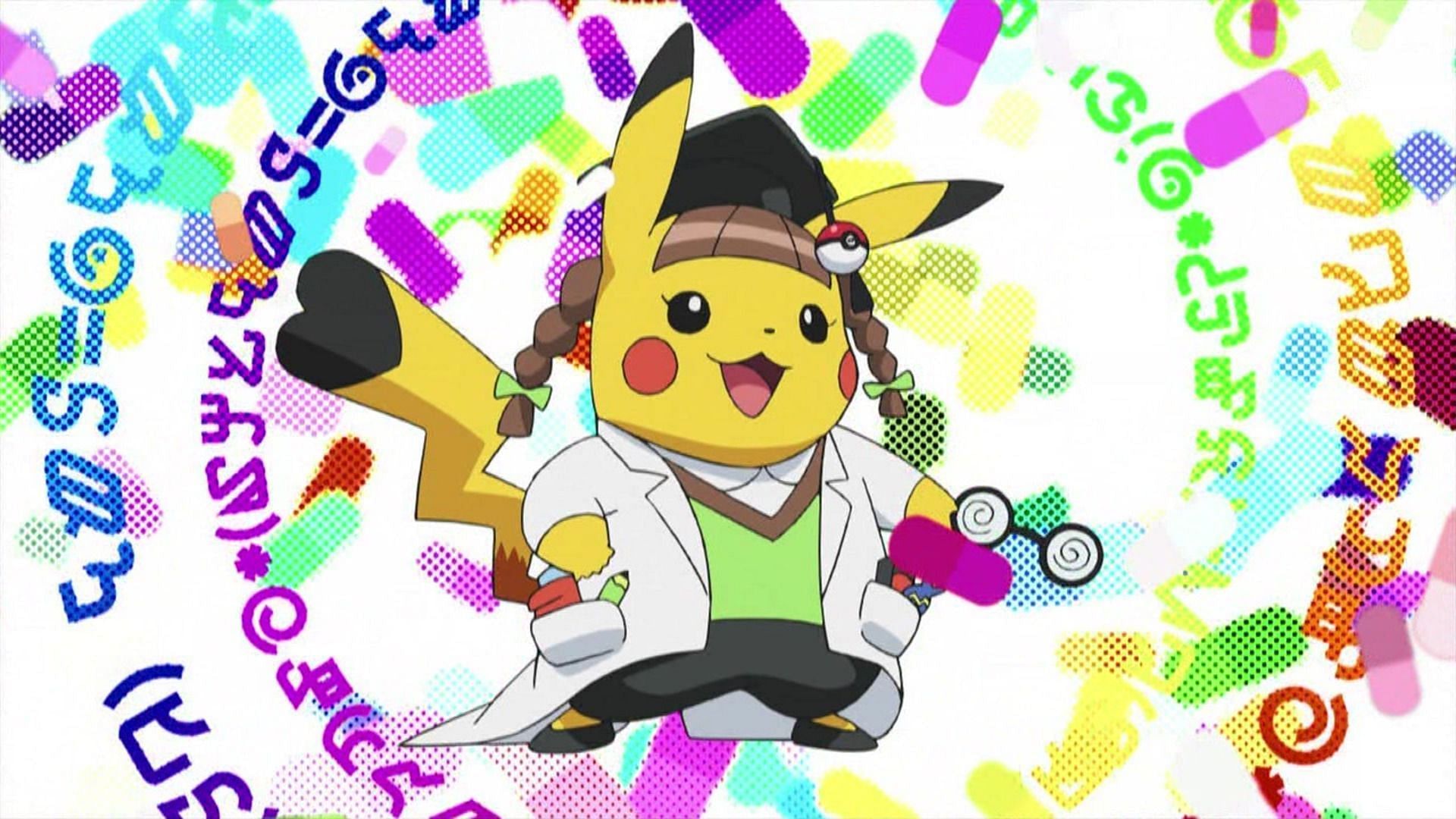 Pikachu, PhD as seen in the anime (Image via The Pokemon Company)