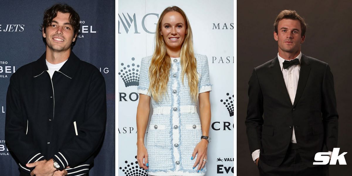 Taylor Fritz, Caroline Wozniacki, and Tommy Paul attends the Formula 1 Las Vegas Grand Prix