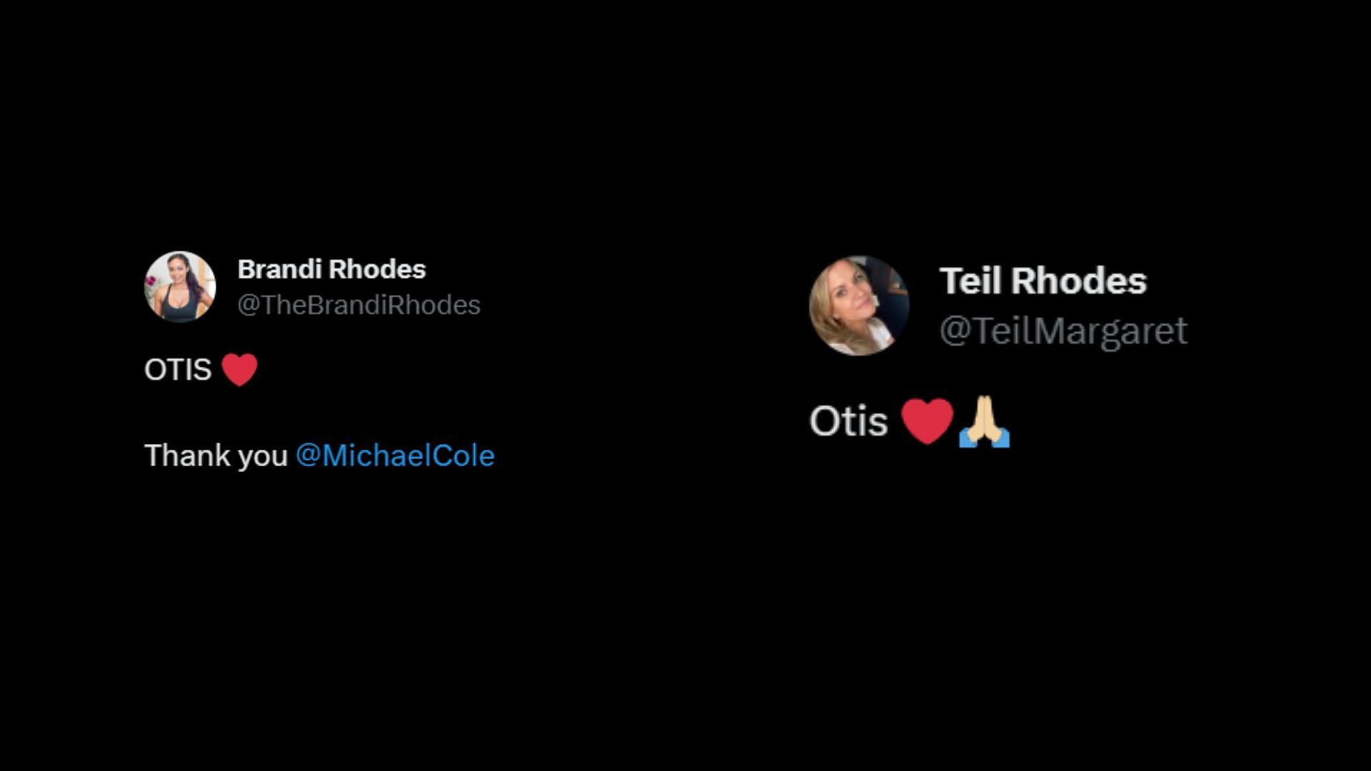 Screenshot of Brandi Rhodes and Teil Rhodes&#039; reactions.