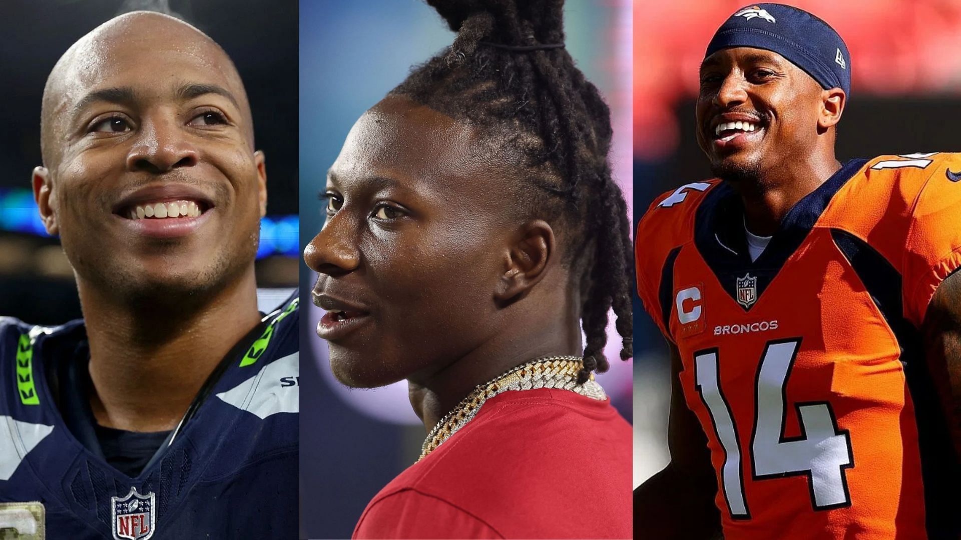 NFL wide receivers Tyler Lockett, Marquise Brown, and Courtland Sutton