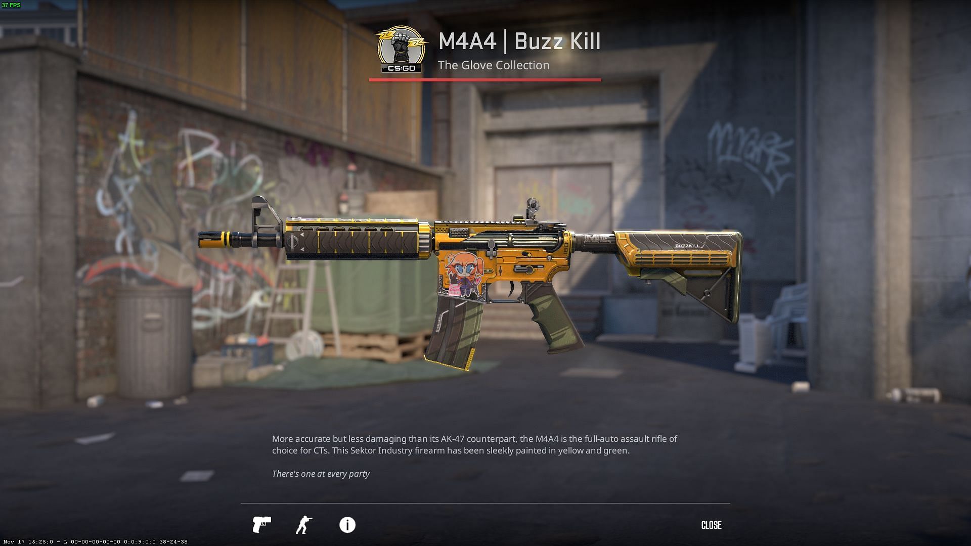 Buzz Kill M4A4 in CS2 (Image via Valve)