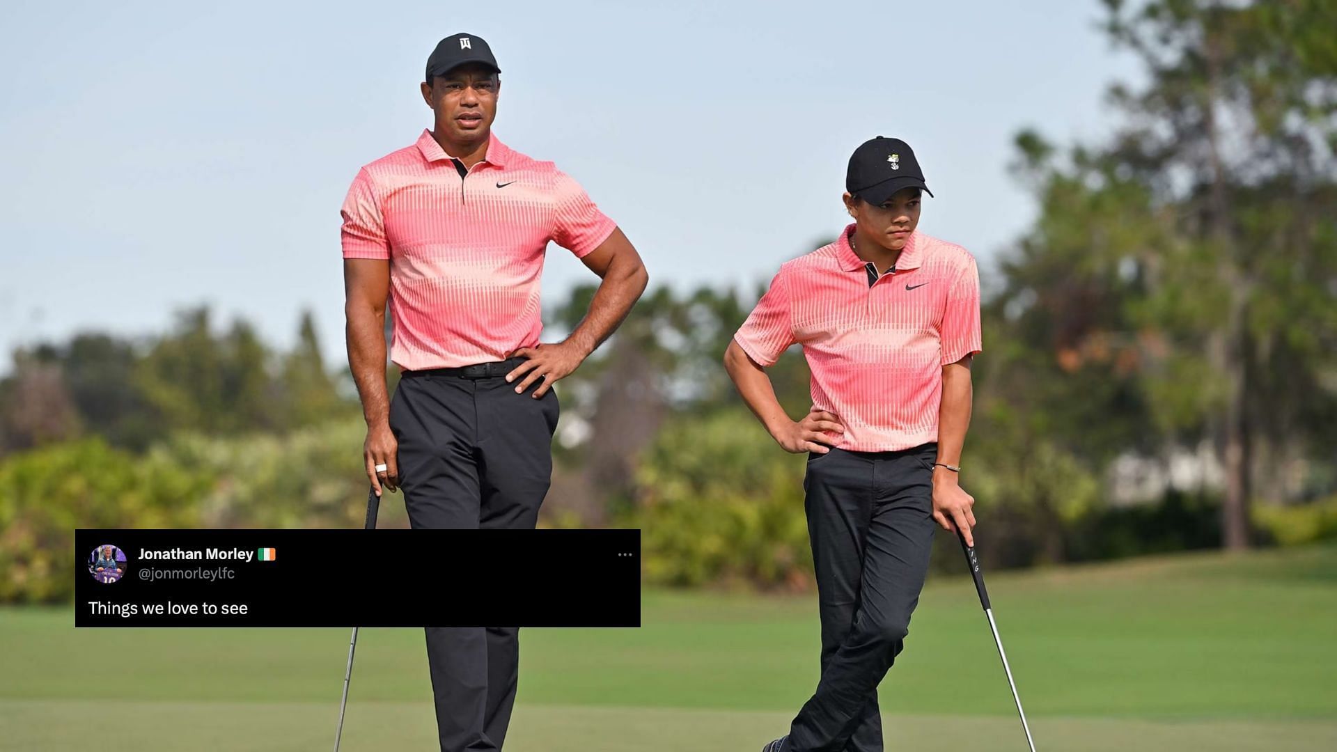 Tiger Woods and son Charlie Woods (Image via Getty)