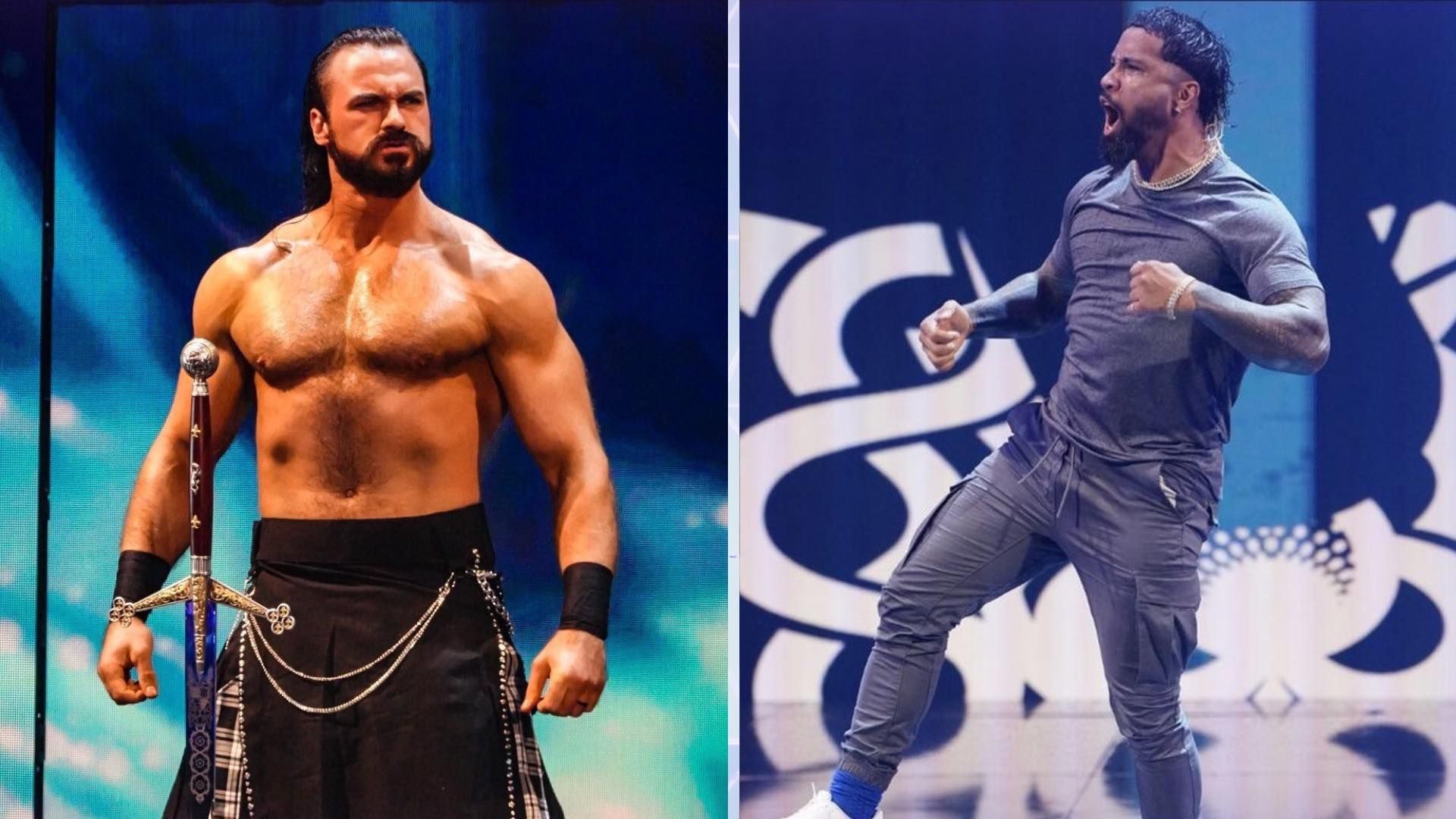 Drew McIntyre (left); Jey Uso (right)