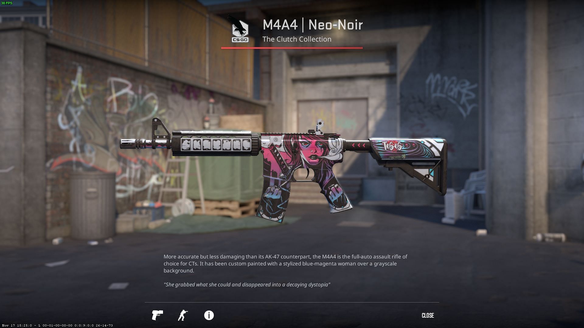 Neo-Noir M4A4 in CS2 (Image via Valve)