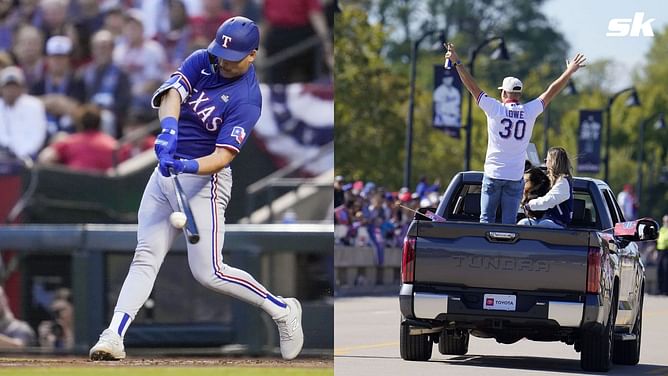 Texas Rangers fans fired up after Nathaniel Lowe catches and chugs beer during WS Parade - "Best thing ever!"