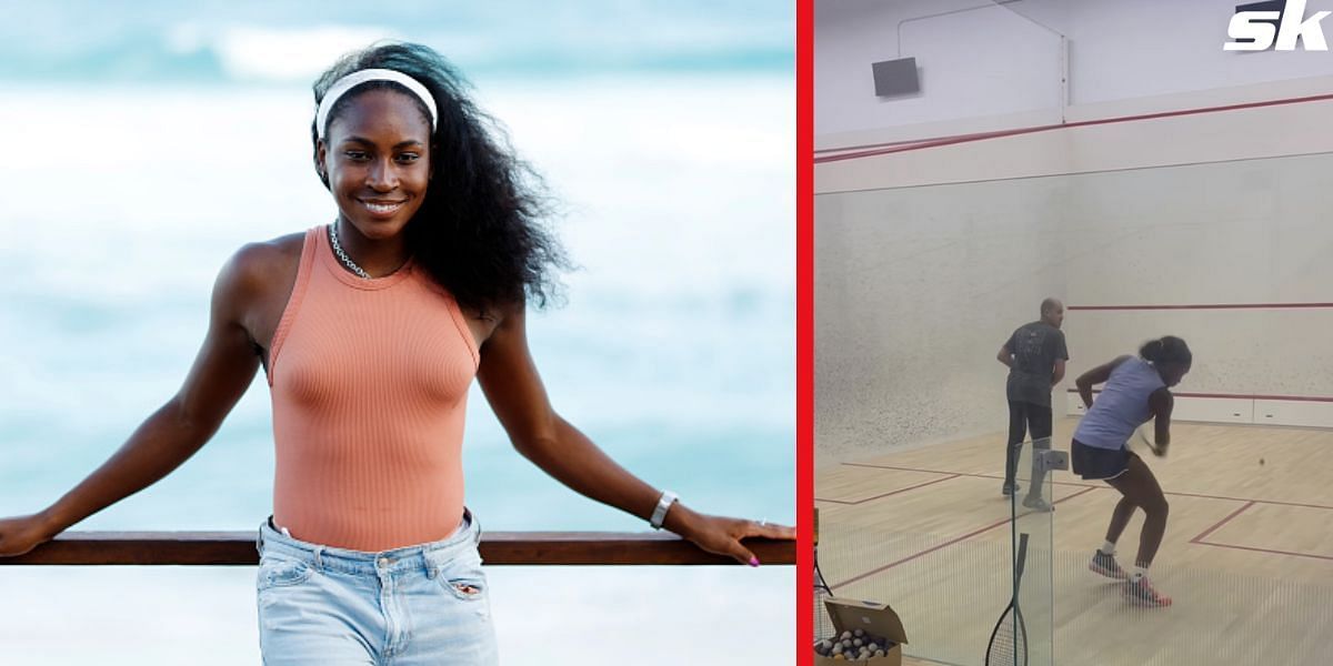 Coco Gauff tries her hand at playing squash