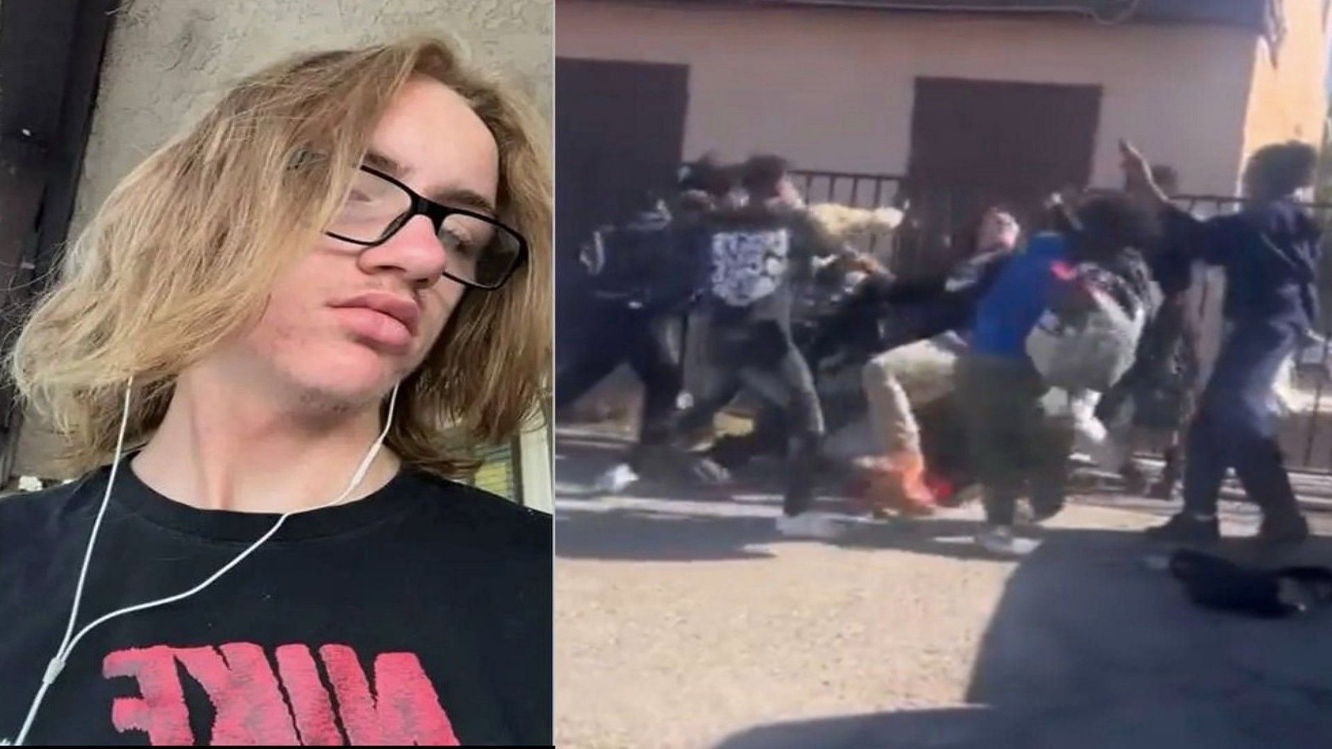 Jonathan Lewis attacked by a mob of students near a Las Vegas High School (Image via Casimiro Cassie V Rael Sr./Facebook)