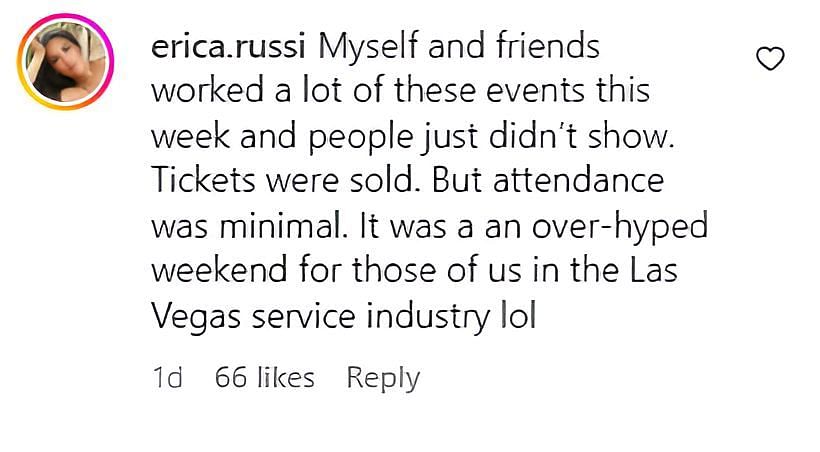 Another user explains the lack of crowd (image via @erica.russi on Instagram)