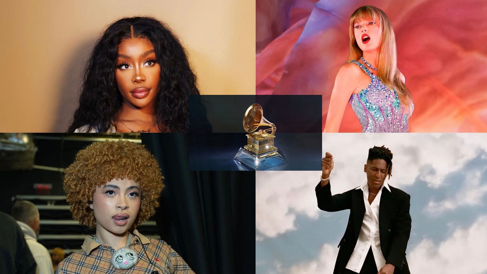 The 2024 Grammy Nominations are out. (Images via Instagram/@recordingacademy/@sza/@taylorwift/@jonbatiste/@icespice)