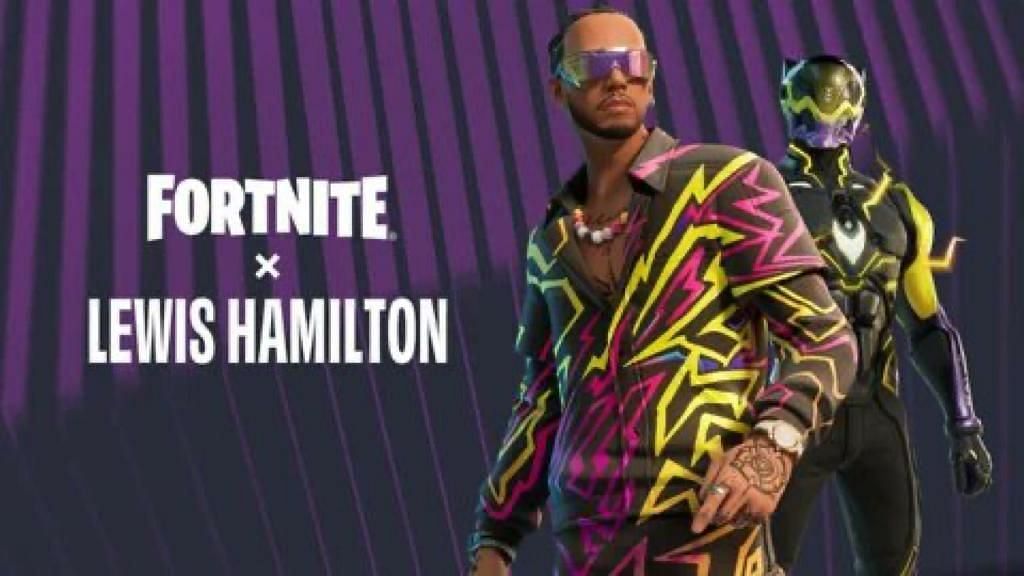 Lewis Hamilton at the loading screen of battle royale game Fortnite as it