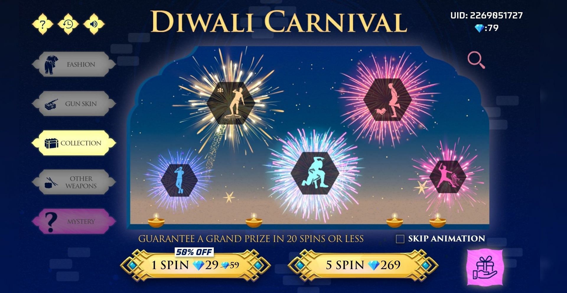 Diwali Carnival Collection Prize Pool (Image via Garena)