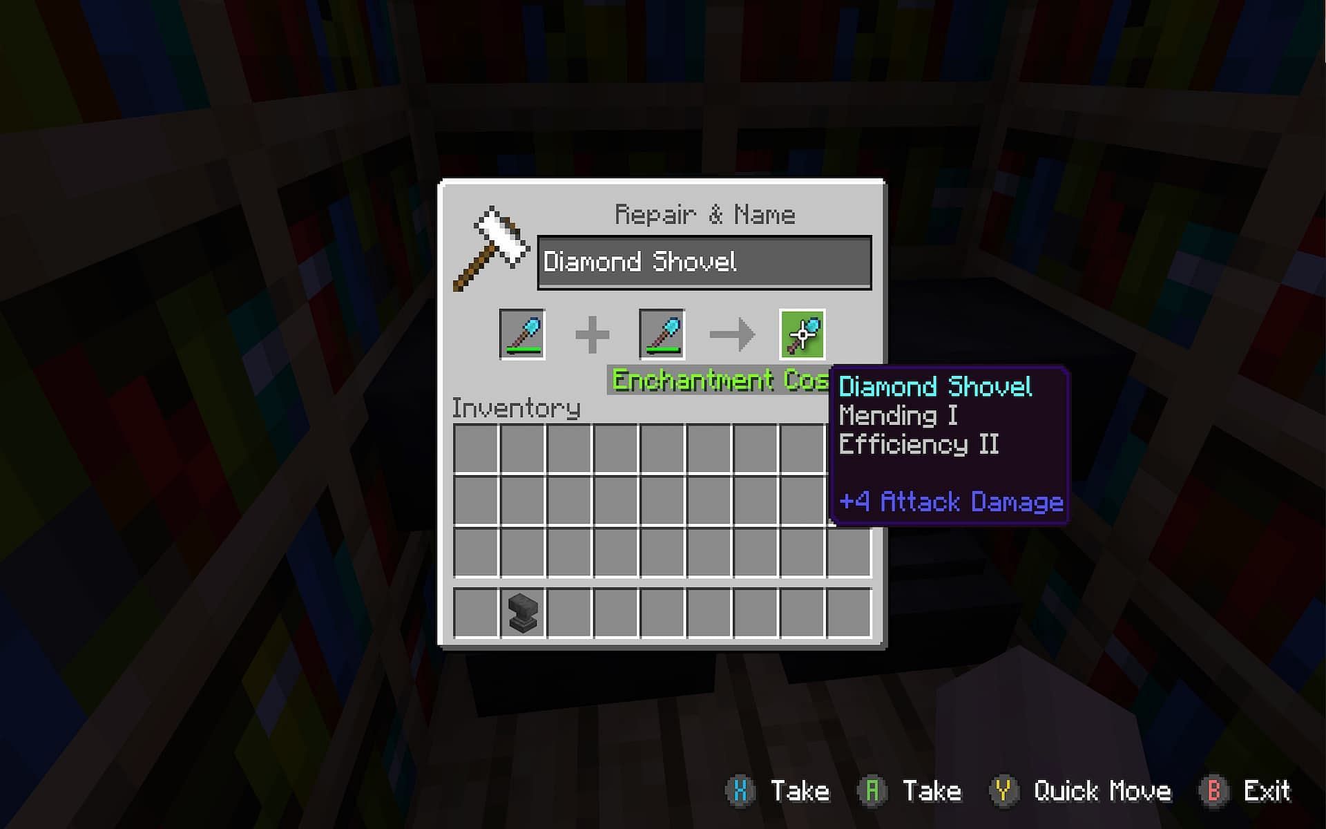 Combining items at the anvil using XP can create powerful item fusions in Minecraft (Image via Mojang)