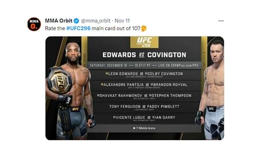 Tweet regarding UFC 296