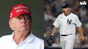Former US President Donald J. Trump gives a shoutout to Yankees' ace Nestor Cortes during a rally in Hialeah: "He's a great pitcher"