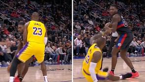 Watch: LeBron James draws first flopping tech of the season after shove from Isiah Stewart