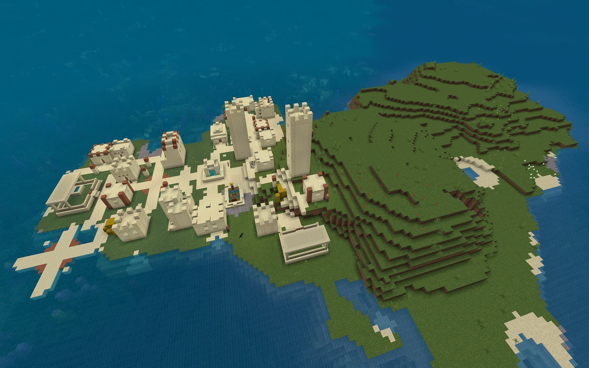 This strange seed features multiple biomes (Image via Mojang)