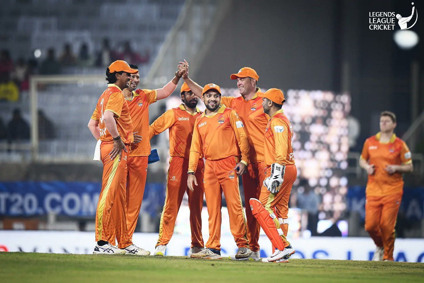 Gujarat Giants in action (Image Courtesy: Twitter/Legends League Cricket)