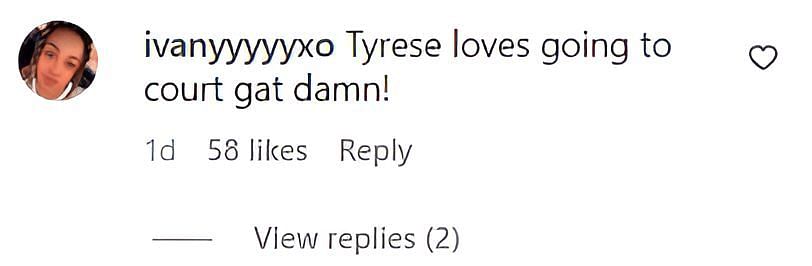 Netizens roast Tyrese (image via @ivanyyyyyxo on Instagram)
