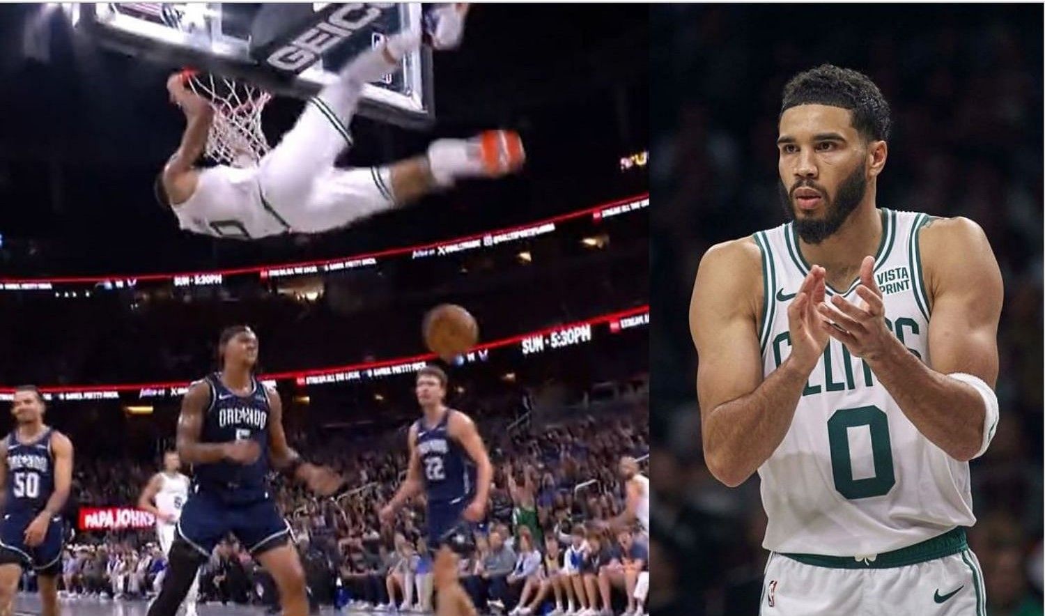 Boston Celtics star Jayson Tatum was baffled for the technical foul called on him for hanging on the rim in their game on Friday.