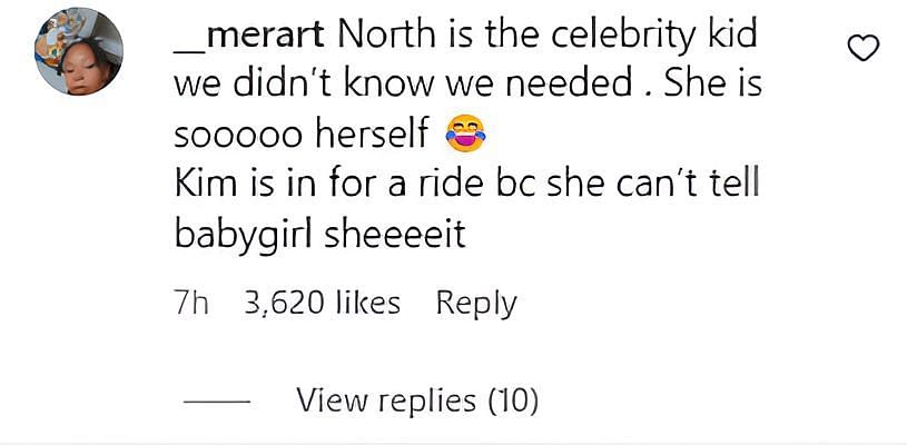 A fan says North is so herself for eating the onion like an apple (image via __merart on Instagram)