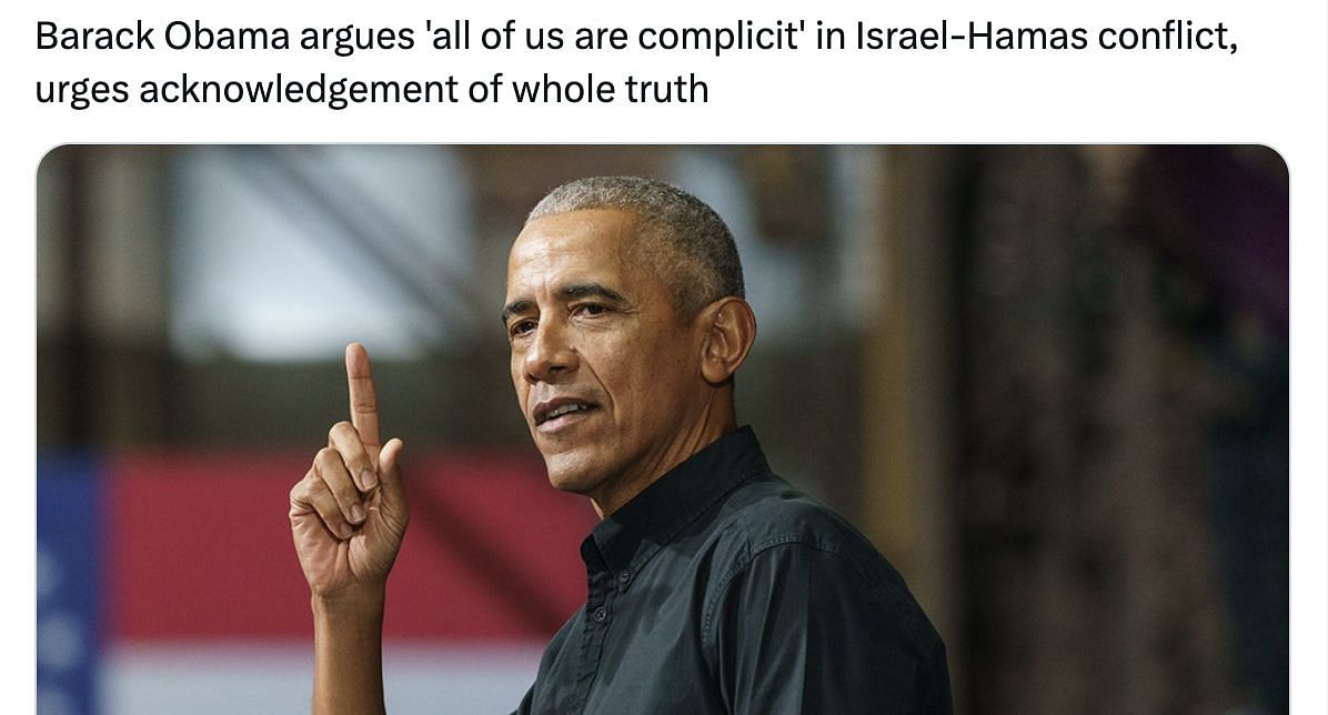 Social media users lash out at Obama as the former President speaks up about the ongoing Hamas-Israel conflict. (Image via @Fox News/ Twitter)