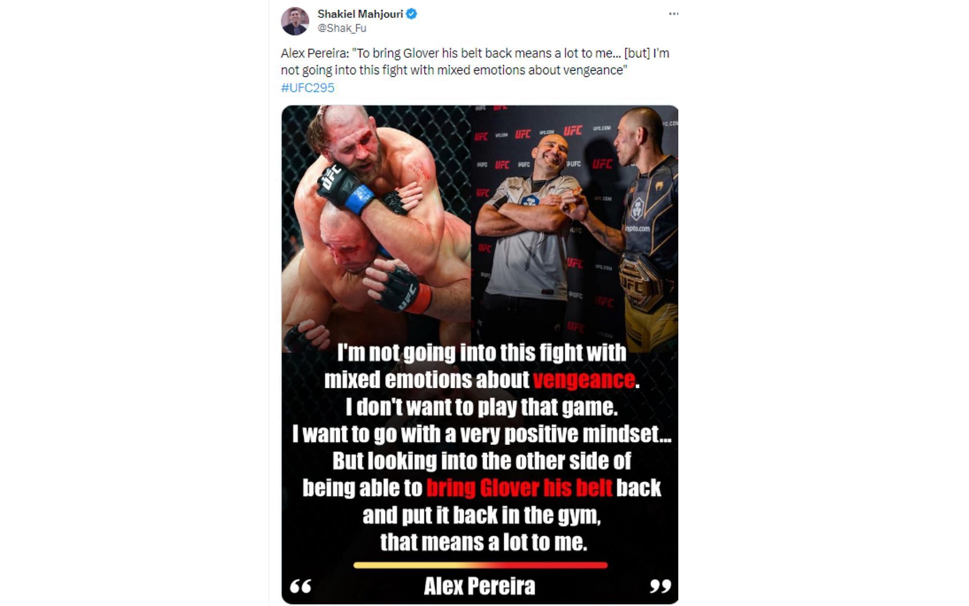 Shakiel Mahjouri tweet regarding &#039;Poatan&#039; avenging Glover Teixeira