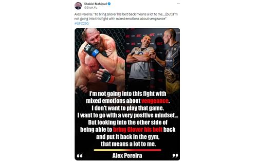 Shakiel Mahjouri tweet regarding 'Poatan' avenging Glover Teixeira